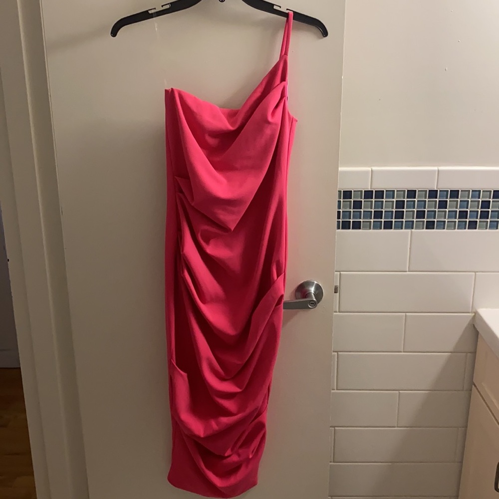 Nookie Pink One Shoulder MIDI Dress, Size Med - Picture 3 of 3